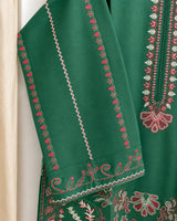 Emerald Green Embroidered 2-Piece Stitched Suit with Round Hem & Embroidered Trouser