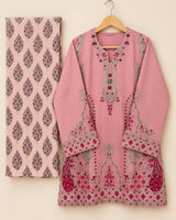 Dusty Rose Pink Embroidered Lawn 2-Piece Stitched Suit with Printed Trouser