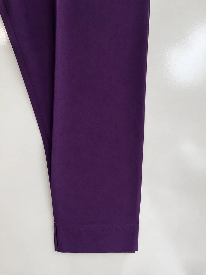 Deep Plum Purple Embroidered Lawn Frock 3-Piece Stitched Suit with Printed Chiffon Dupatta