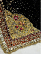 Rust Orange Formal Suit with Black Heavy Hand Embellished Shawl|Shawl Minimum Customized Days-30