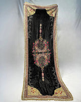 Rust Orange Formal Suit with Black Heavy Hand Embellished Shawl|Shawl Minimum Customized Days-30