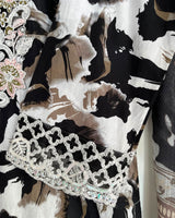 Black & White Cheetah Print Embroidered 3-Piece Stitched Suit with Dooriya Dupatta