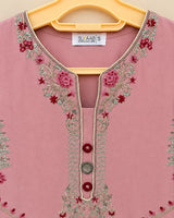 Dusty Rose Pink Embroidered Lawn 2-Piece Stitched Suit with Printed Trouser