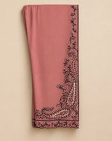 Salmon Pink & Black Paisley Embroidered Lawn 3-Piece Stitched Suit with Doriya Dupatta & Embroidered Trouser