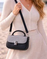 Medium Black Pebbled Leather Top-Handle Tote Bag | Structured Handbag