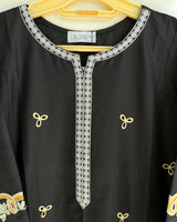 Black & White Embroidered Short Shirt 3-Piece Stitched Suit with Bamber Dupatta