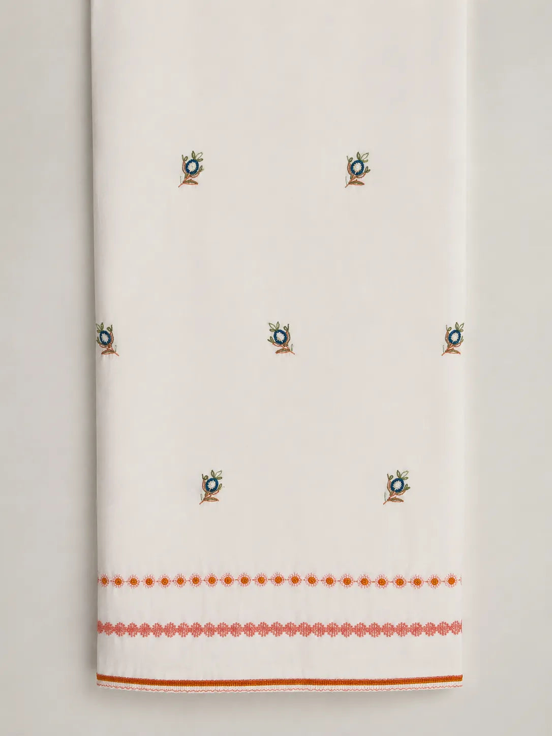 Salmon Pink Short Embroidered Lawn 3-Piece Stitched Suit with Cutwork Hem & Off-White Embroidered Trouser