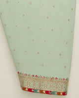Aqua Blue Short Embroidered Kurti 3-Piece Stitched Suit with Dooria Dupatta