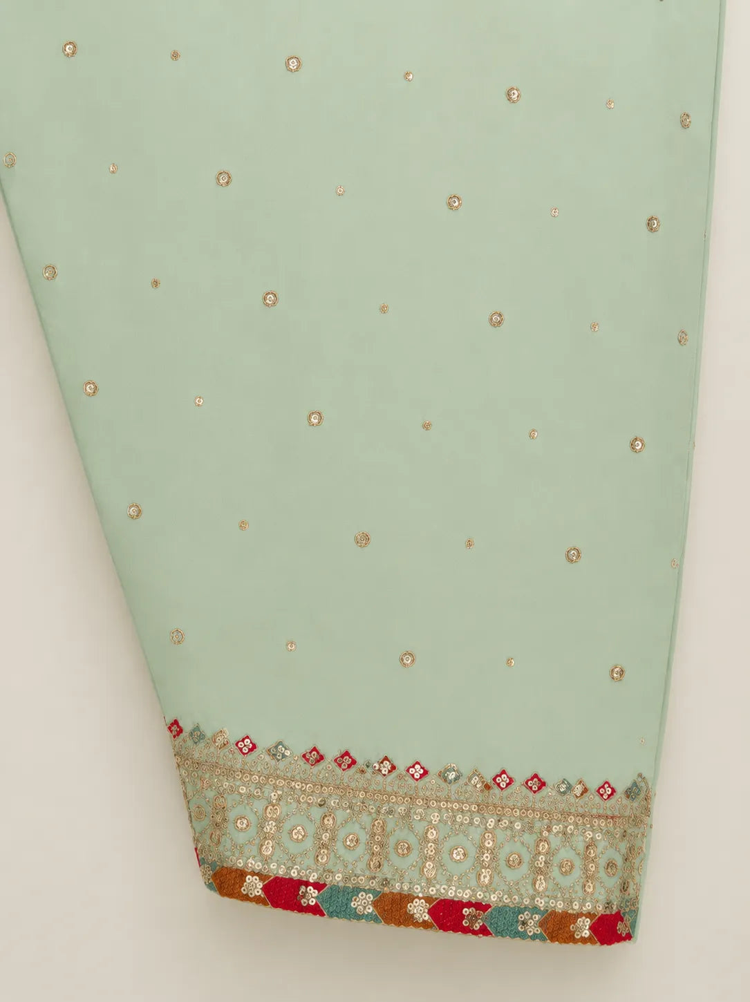 Aqua Blue Short Embroidered Kurti 3-Piece Stitched Suit with Dooria Dupatta
