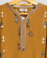Mustard Gold Ethnic Inspired Embroidered 3-Piece Stitched Lawn Suit with Net Dupatta