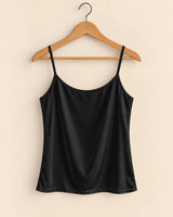 Women's Black Pearl Motif Georgette Tie-Front Shirt with Inner Black Camisole