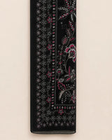Black Embroidered Long Shirt 3-Piece Stitched Suit with Neckline Tassels & Bamber Dupatta