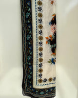 Black & White Embroidered Short Shirt 3-Piece Stitched Suit with Bamber Dupatta