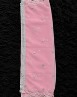 Blush Pink Embroidered 3-Piece Pakistani Suit with Floral Tassels