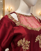 Burgundy Maroon Embroidered Formal 3-Piece Suit