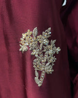 Burgundy Maroon Embroidered Formal 3-Piece Suit