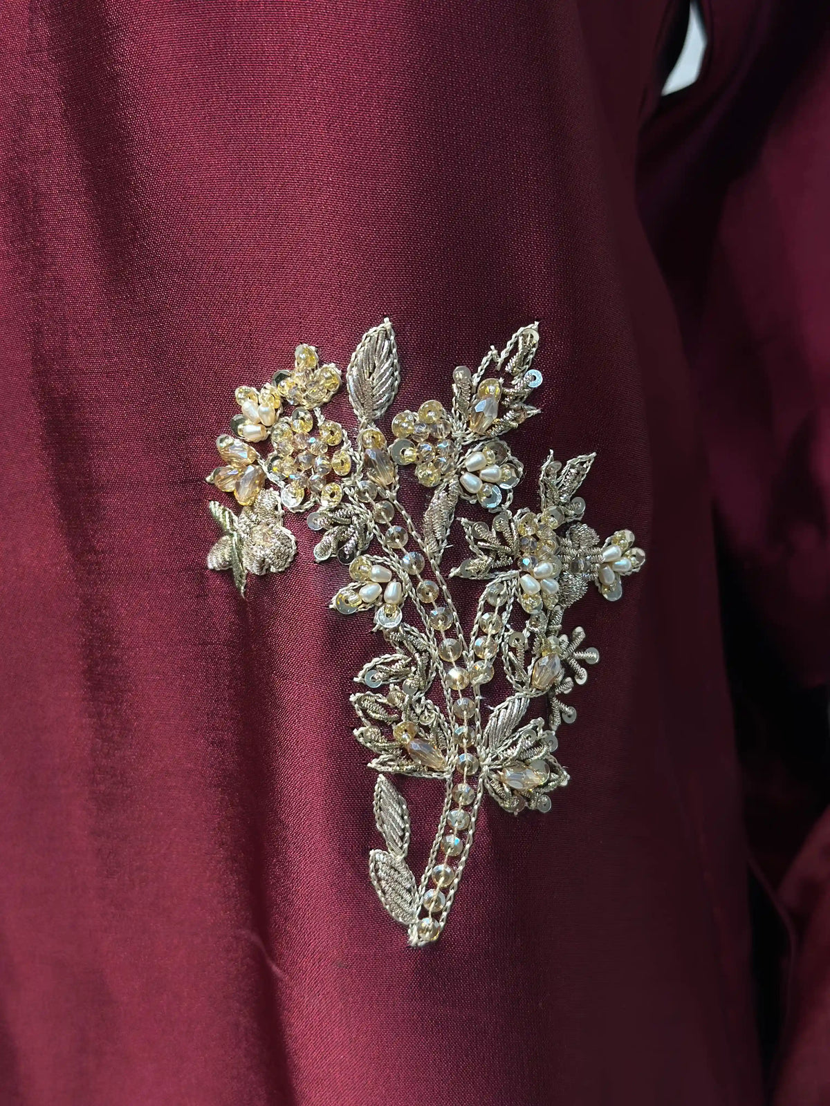 Burgundy Maroon Embroidered Formal 3-Piece Suit