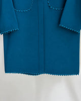 Zinc Blue Cotton 2-Piece Co-Ord Set with Loop Lace Trims & Straight Trousers