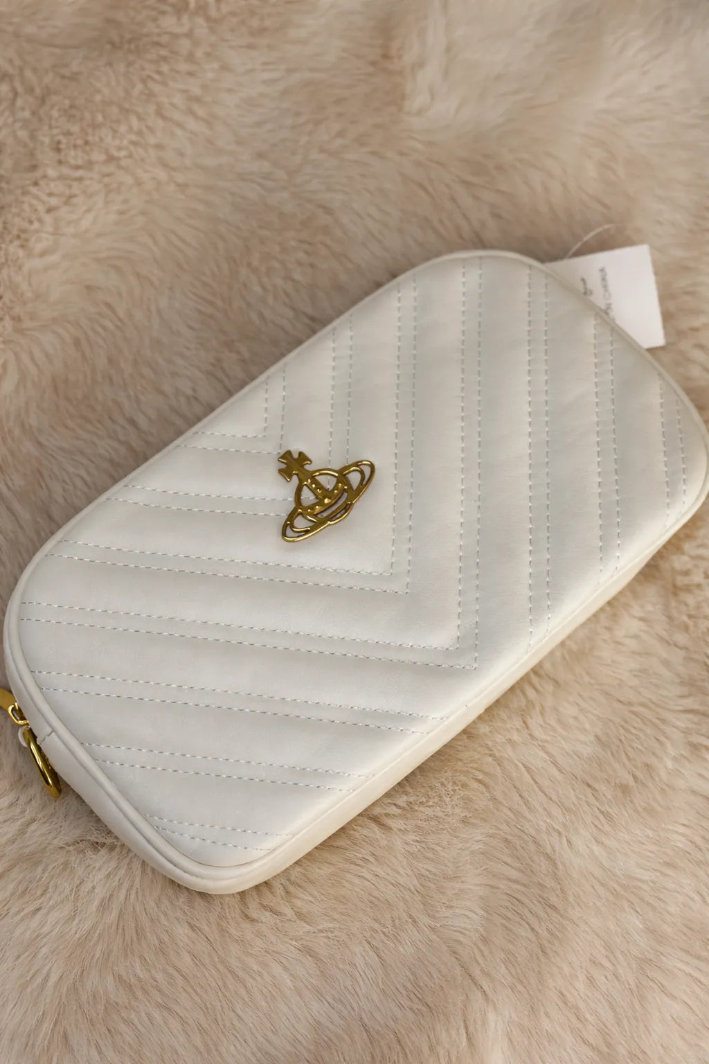 Ivory White Quilted Crossbody Bag with Gold Chain Strap | Sufaab