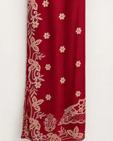 Crimson Red Embroidered Lawn 3-Piece Stitched Suit with Doriya Dupatta