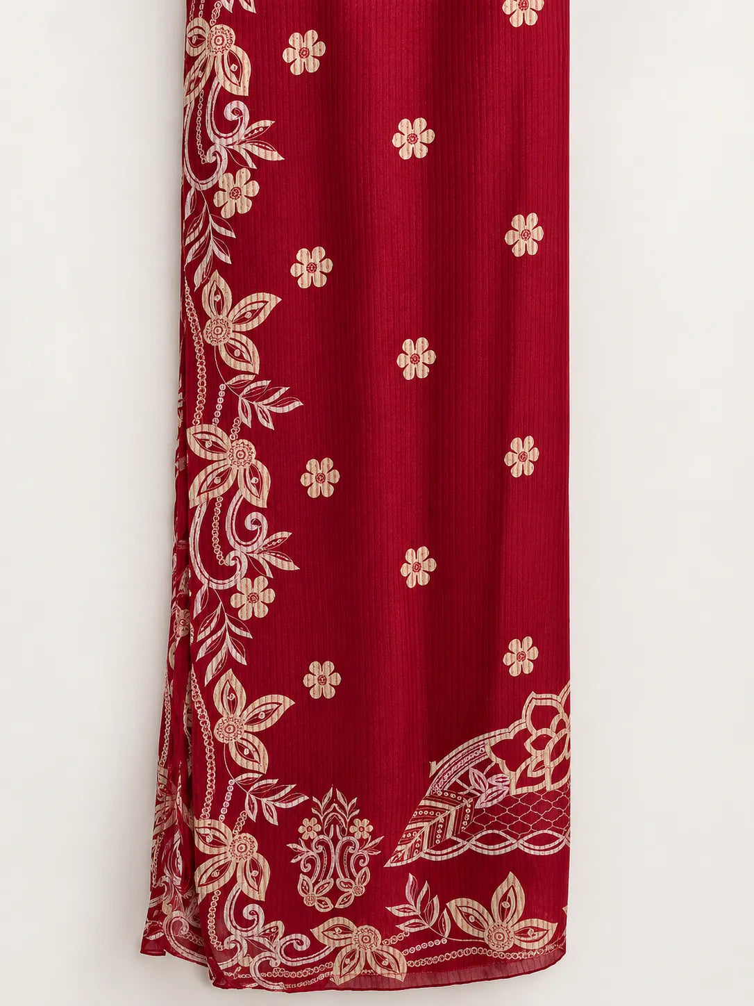Crimson Red Embroidered Lawn 3-Piece Stitched Suit with Doriya Dupatta
