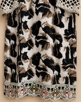 Black & White Cheetah Print Embroidered 3-Piece Stitched Suit with Dooriya Dupatta