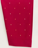 Maroon / Crimson Embroidered Short Lawn Kurti 3-Piece Stitched Suit with Farshi Shalwar & Silk Dupatta