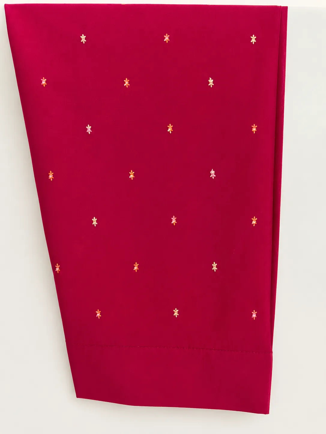 Shocking Pink Embroidered Lawn 3-Piece Stitched Short Suit with Farshi Shalwar & Silk Dupatta