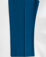 Teal Blue Embroidered Lawn 3-Piece Stitched Suit with Bamber Chiffon Dupatta & Plain Trousers
