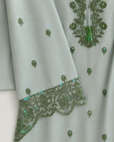 Mint Embroidered 3-Piece Stitched Suit with Shalwar & Organza Dupatta