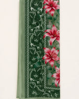 Olive Green Minimal Embroidered 3-Piece Stitched Suit with Floral Printed Dupatta