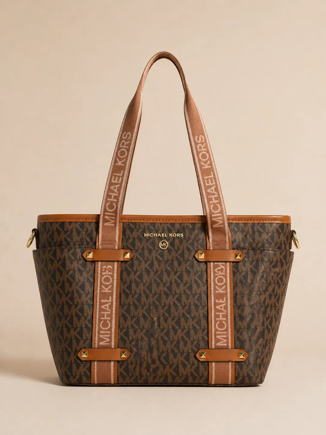 Michael Kors Signature Monogram Medium Tote Bag | Logo Strap Shoulder Purse