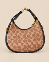 Monogram Crescent Shoulder Bag with Gold-Tone Hardware | Sufaab