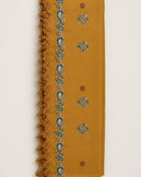 Mustard Gold Ethnic Inspired Embroidered 3-Piece Stitched Lawn Suit with Net Dupatta
