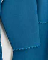 Zinc Blue Cotton 2-Piece Co-Ord Set with Loop Lace Trims & Straight Trousers