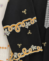 Black & White Embroidered Short Shirt 3-Piece Stitched Suit with Bamber Dupatta