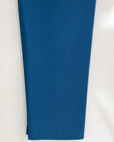 Zinc Blue Cotton 2-Piece Co-Ord Set with Loop Lace Trims & Straight Trousers