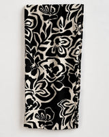 Women's Black & Cream Abstract Floral Printed Cropped Co-Ord Set with Wide-Leg Trousers
