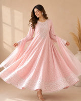 Embroidered Anarkali Frock with Dupatta | Sufaab