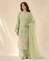 Sage Green Embroidered Pakistani Suit with Dupatta