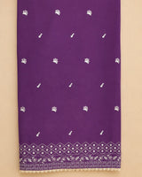 Royal Purple Embroidered Short Lawn Kurti 3-Piece Stitched Suit with Printed Dupatta & Embroidered Trouser