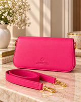 Shocking Pink Cannage Quilted Top Handle Bag | Gold Hardware Crossbody Purse