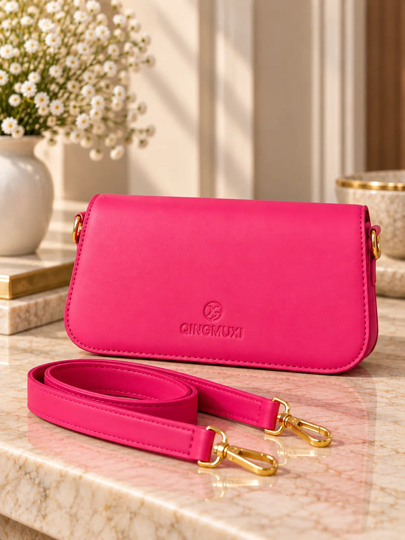 Shocking Pink Cannage Quilted Top Handle Bag | Gold Hardware Crossbody Purse