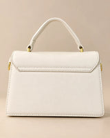 Off-White Top Handle Mini Flap Bag | Gold Double-Oval Logo Clasp Purse