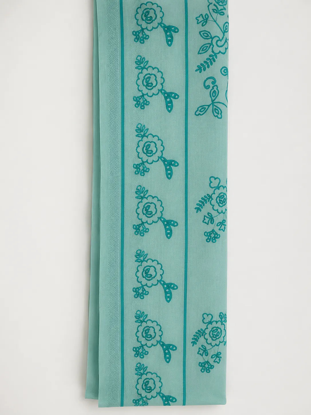 Aqua Blue Embellished 3-Piece Stitched Suit with Bamber Dupatta