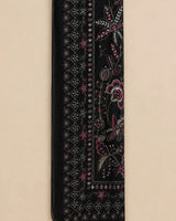 Black Embroidered 3-Piece Stitched Suit with Rust & Ochre Threadwork & Bamber Dupatta