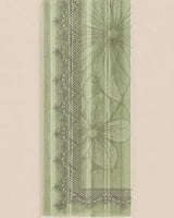 Pistachio Olive Green Embroidered Lawn 3-Piece Stitched Suit with Baggy Cutwork Sleeves & Bamber Chiffon Dupatta