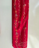 Shocking Pink Floral Embroidered Lawn 3-Piece Stitched Suit with Bamber Chiffon Dupatta & Plain Trousers