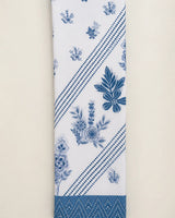 Off-White & Ink Blue Embroidered Lawn 3-Piece Stitched Long Suit with Organza Sleeves & Printed Chiffon Dupatta