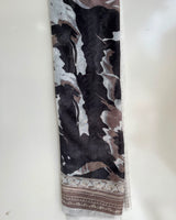 Black & White Cheetah Print Embroidered 3-Piece Stitched Suit with Dooriya Dupatta